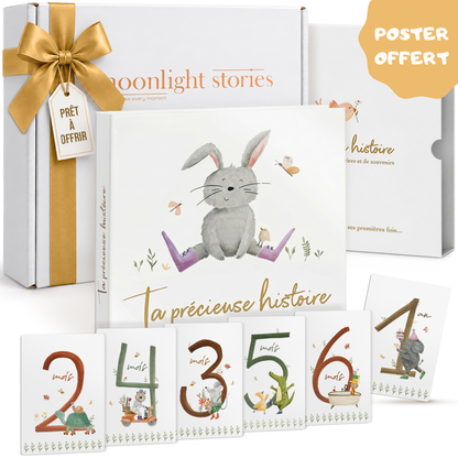 Ta précieuse histoire : coffret livre de naissance et 13 cartes